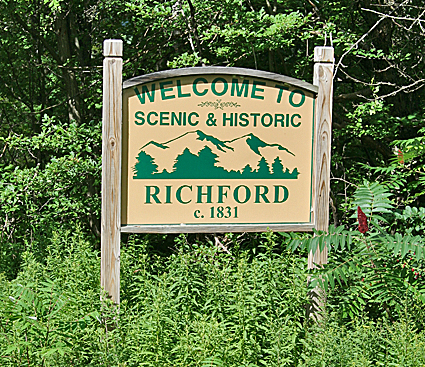 Sign: Welcome to Scenic & Historic Richford.