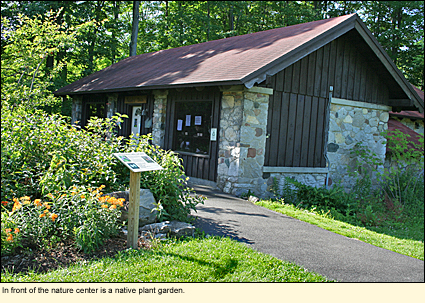 In front of the nature center at Clark Reservation State Park  is a native plant garden.