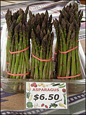 Asparagus for sale at a farmers' market in the Finger Lakes, New York