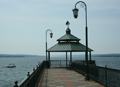 The pier at Emerson Park at the northern end of Owasco Lake in the Finger Lakes, New York.