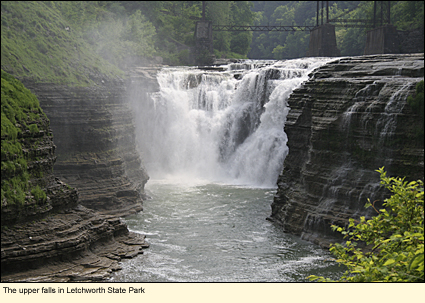 The upper falls in Letchworth State Park in the Finger Lakes, New York, USA.