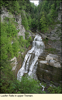 Lucifer Falls in upper Robert H. Treman State Park in the Finger Lakes, New York, USA.